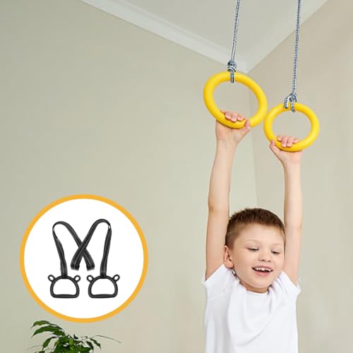 TOYANDONA Gymnastics Pull-up Rings Set, Adjustable Thickened Indoor Training Rings with 2m Straps for Home Exercise and Strength Building