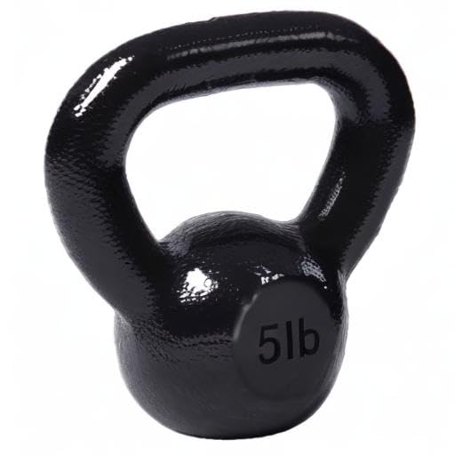JFIT Cast Iron Kettlebell – Single Weight, Flat Bottom, Polished Handle | Men & Women | CrossFit, Cardio & Strength Training - size: 5.0 Pounds