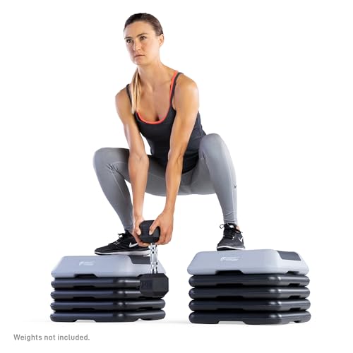 Circuit Fitness by Marcy 16 x 16 inches Adjustable Height Aerobic Step Platform with Adjustable Risers, Non-Slip Rubber Surface, Home Exercise Fitness Training, Multiple Color Options