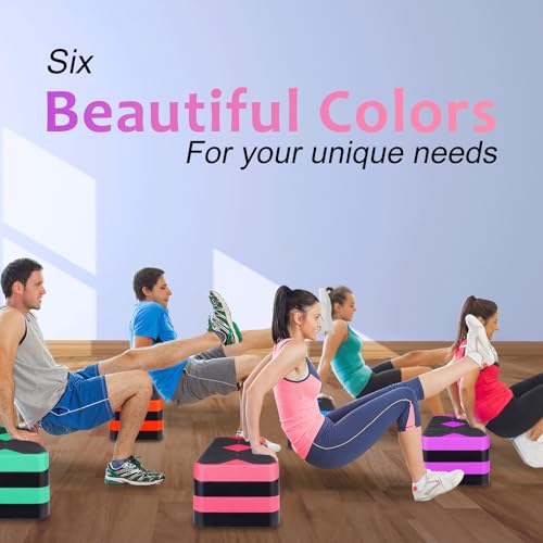 27" Exercise Workout Aerobic Step Platform with Adjustable 4"-6"-8" Risers - color: Blue
