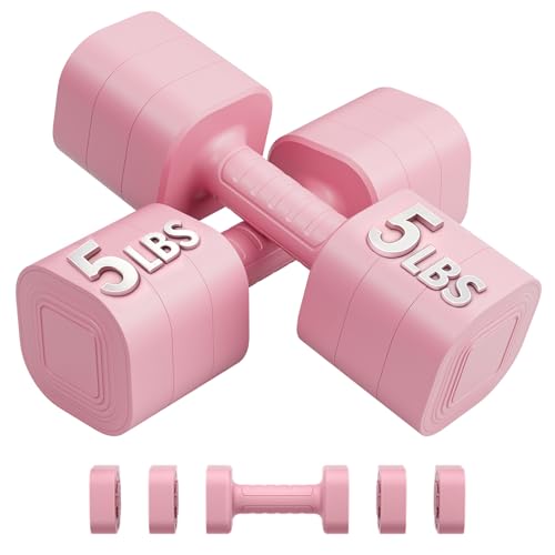 Ragebby Adjustable Dumbbell Set of 2, Weights for Men and Women at Home, Anti-slip Handle, 3 in 1 Free Weights Dumbbells Set, 2lb/3lb/5lb/10lb/15lb/20lb for Pilates, Yoga, Strength Training