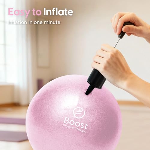 Small Exercise Ball with Pump, 9 Inch Mini Pilates Ball with Exercise Guide, Small Workout Ball for Stability, Fitness, Barre, Yoga, Core Training & Physical Therapy, Pink