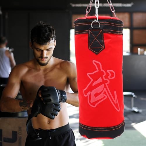 PRETYZOOM Boxing Sandbag Kick Sandbag Thickened Hanging Empty Punching Bag Red Hollow Fitness Training Bag for Adult Workout and Karate Practice