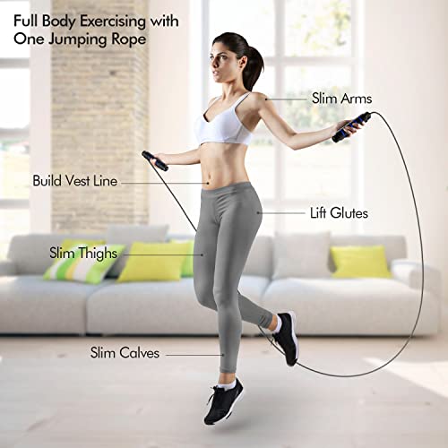 Jump Rope, Tangle-Free Rapid Speed Jumping Rope Cable with Ball Bearings for Women, Men, and Kids, Adjustable Steel Jump Rope with Foam Handles for Home Gym Exercise Fitness Workout Equipment & Slim Body - color: Blue