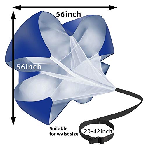 Running Parachute Speed Training Pack of 2 56 Inch Speed Resistance Parachute Speed Chute for Speed Training Football Basketball Training Adults (Blue)