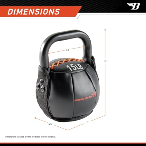 Bionic Body by Kim Lyons Soft Kettlebell with Handle | Soft Weight for Strength Training, Conditioning, Core & Full Body Workouts | Ergonomic Grip | Home Gym, Cross Training, HIIT & Functional Fitness Equipment - style: Orange - 15 LB