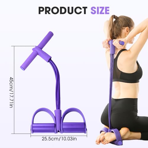 Pedal Resistance Bands with Handles, Multifunction Tension Rope for Full Body Workout, Yoga, Stretching, Arm Leg Waist Exercise, Portable Elastic Band