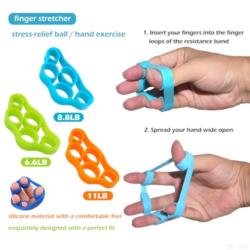 Hand Therapy Putty Kit, Grip Strength Trainer, Forearm Strengthener, Stress Balls, Hand Strengthening Devices 13Pcs Set Grip Strength, Dexterity, Mobility, Injury Stress Relief