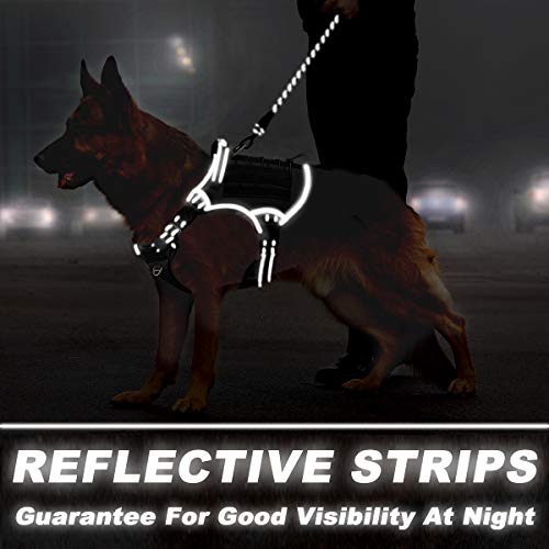 Tactical Dog Harness Large,Military Service Weighted Dog Vest Harness Working Dog MOLLE Vest with Loop Panels,No-Pull Training Harness with Leash Clips for Walking Hiking Hunting(Black,M)