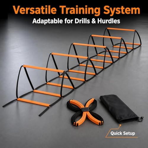 Qianly Kids Agility Ladder, Speed Ladder Training for Football & Soccer, 15ft Agility Speed Ladder with Storage Bag, Team Conditioning Equipment, Agility Agility Ladder 10 Grid