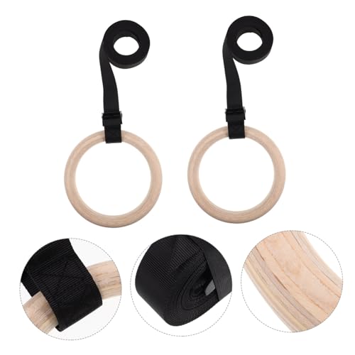 Wooden Gymnastic with Adjustable Straps for Home Fitness Pull up for Strength Training Dips and Workouts Natural Design