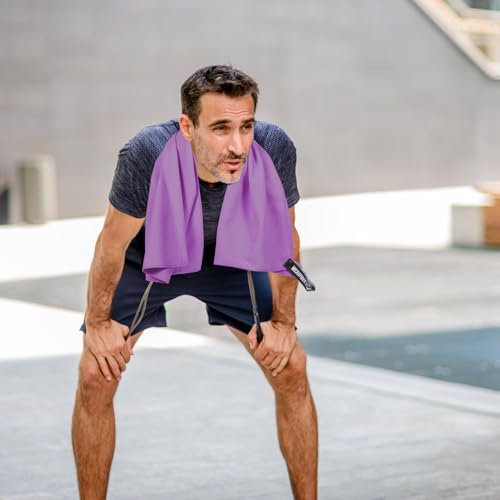 Yardwe Quick-Drying Sports Towel Microfiber Sweat Absorbent 40X80Cm with Purple Mesh Bag Compact Travel Outdoor Yoga Camping Towel