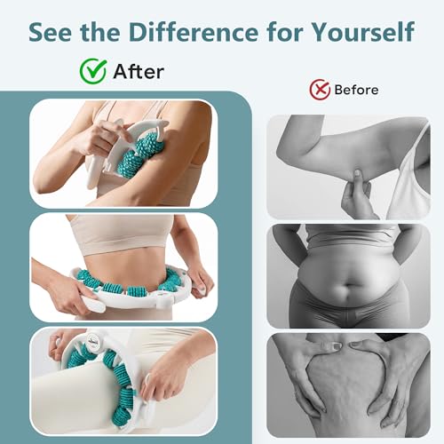 Cellulite Massage Roller - Lymphatic Drainage Tool for Deep Tissue Fascia Massage - Muscle Roller for Legs & Buttocks, Anti-Cellulite Massager for Body Contouring and Skin Smoothing(Green)
