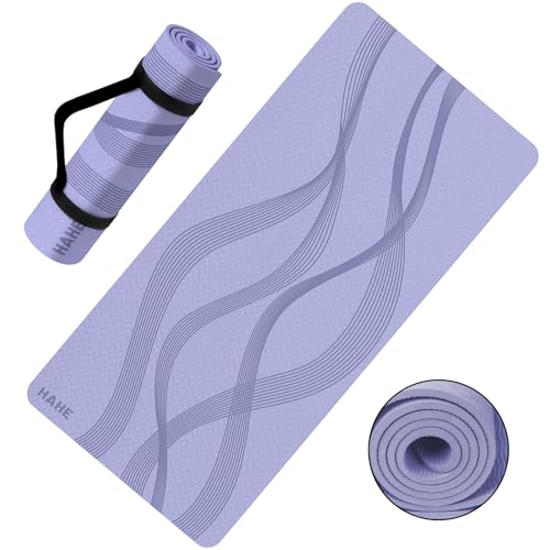 Yoga Mat High Density Exercise Mat, 76"x32"x0.27"Thick Wide & Large Yoga Mat for Women Men, Professional POE Workout Mat for Yoga, Pilates, Fitness & Stretching - color: Lavender Purple