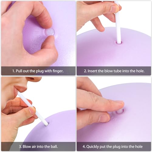 Cikyner Soft Pilates Ball, 9 Inch Small Exercise Ball with Inflatable Straw - color: Light Purple