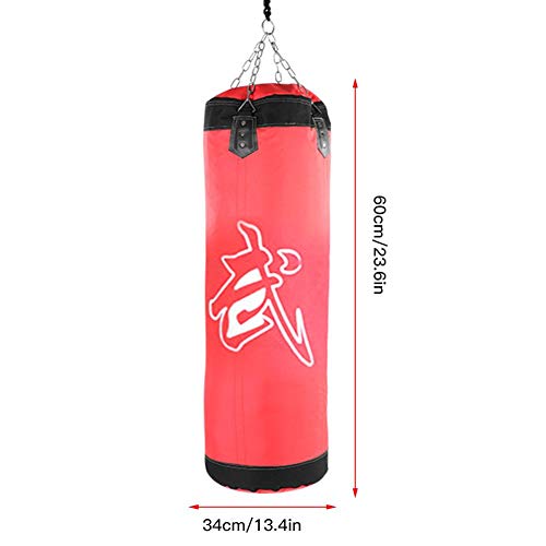 Tbest Heavy Boxing Punching Bag, Empty Sandbag Hanging Punching Bag Training MMA Kickboxing Muay Thai Boxing Sandbag Hook Kick Sandbag for Kid Adult - color: Red, size: 60CM
