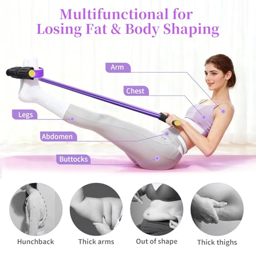 Pedal Resistance Band with Handle, Upgraded 6-Tube Exercise Bands - color: Black & Purple