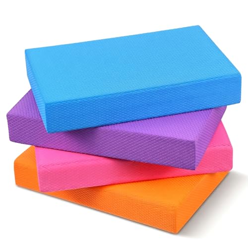 4 Pcs Balance Pad Foam Pad Yoga Mat Trainer Non Slip Cushion Exercise Knee Mat for Women Men Dancing Balance Training Workouts Yoga Physical Therapy, 11.81 x 7.0 x 2 Inch