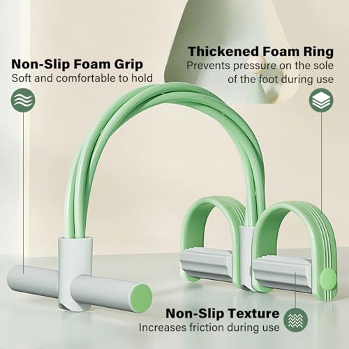 Pedal Resistance Bands with Handle, 6-Tubes Elastic Exercise Bands, Natural Rubber Resistance Bands, Multifunction Exercise Equipment for Abdomen, Waist, Arm, Leg, Green