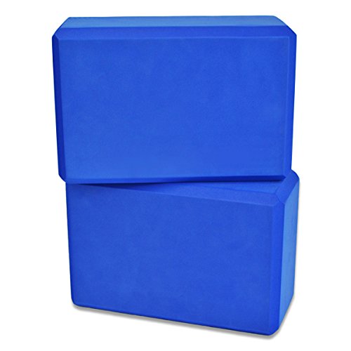YogaAccessories High Density and Lightweight Foam Yoga Blocks - Strength and Flexibility Aid (Set of 2) - color: Blue, size: 9"x6"x4" (Set of 2)