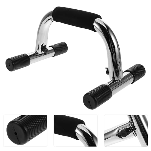 VICASKY Push up Bars and Handles for Floor Upper Body Workout, Steel Pushup Stand with Non-slip Base, Silver Calisthenics Equipment for Home Gym Strength Training