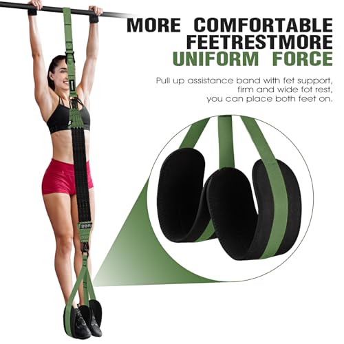 Pull Up Assistance Bands, Resistance Bands for Pull Up Bar Workout, Adjustable Heavy Duty Pull Up Assist Equipment with 4 Assistance Bands, Home Gym Fitness Exercise Strength Training - color: Green