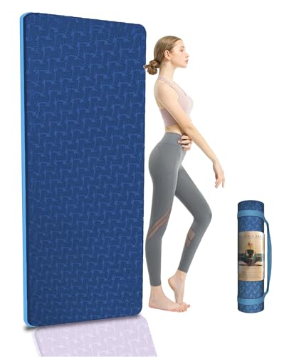 Yoga Mat 1/3" (8mm) Thick Non-Slip, Women Men Fitness & Exercise Mat, 72"Lx24"W Eco-Friendly TPE Workout Mat with Carrying Strap for Yoga, Pilates, Home Gym, Floor Exercises