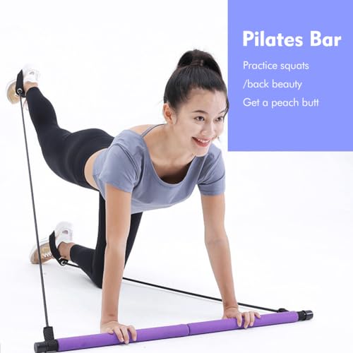 Pilates Bar Kit with Resistance Bands, at Home Workout Equipment Resistance Bands, Multifunctional Pilates Bar for Women & Men Gym Yoga Fitness Strength Training