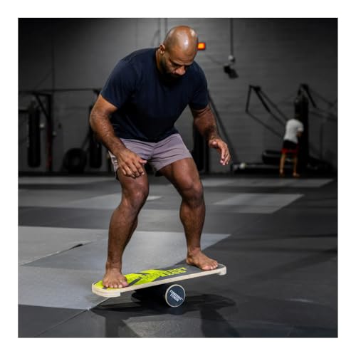 Balance Board with Roller, Wooden Core Trainer for Stability, Coordination, and Strength