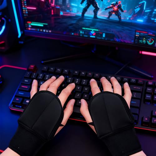 Weighted Training Gloves for Hand Stability and Dexterity - Fingerless Grip Strengthening Gloves for Tremors, Endurance, Boxing, and Fine Motor Skills (Black,Universal size)