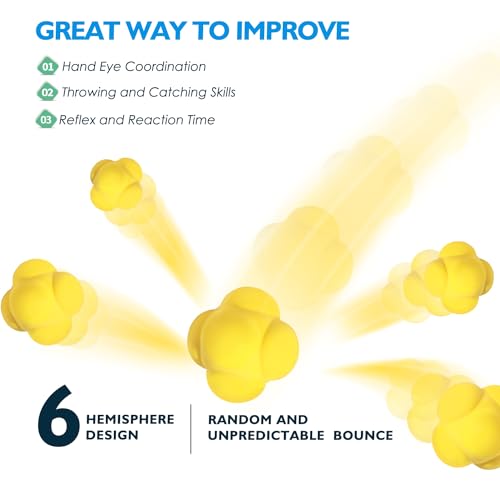 GSE Sports Reaction Balls for Field Training, Agility Trainer for Baseball - color: Yellow, style: 3-Pack