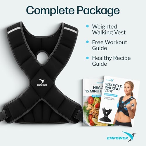 EMPOWER Weighted Vest for Women with Reflective Strips – Fixed 8lbs, Adjustable 4-10lbs (4 in1) or Adjustable10-16lbs (4 in 1), Strengthen Muscles, Boost Bone Health, and Burn More Calories for Workout - Rucking Vest - style: 8lb Vest
