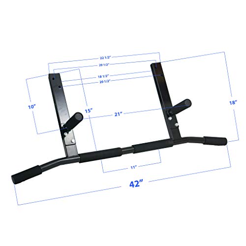 Joist Mount Pull Up Bar with Pull Up Assistance Bands - Commercial Gym Quality Pullup Bar with 41" Loop Exercise Pull-Up Assist Bands - color: JMPU plus Red and Black Bands