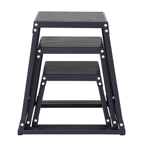 VEVOR Plyometric Jump Box, 18 Inch Plyo Box, Steel Plyometric Platform and Jumping Agility Box, Anti-Slip Fitness Exercise Step Up Box for Home Gym Training, Conditioning Strength Training