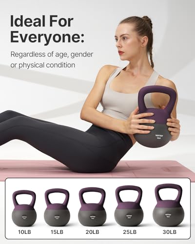 YOTTOY Soft Kettlebell, Set for Strength Training Kettlebells & Home Workouts, Soft-Sided Cushioned Base, Wide-Handle - Ideal for Men, Women, & Beginners - color: 30LB-Purple