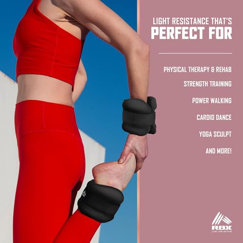 RBX Wrist & Ankle Weights Set, Adjustable Comfort Fit for Training & Toning