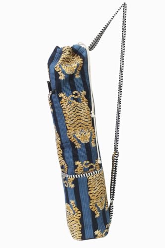 ICC Black Gold Mandala Full-Zip Exercise Yoga Mat Carry Bag Gym Beach Pilates Carrier Bags Hippie Mandala Indian Cotton Bag - style: Blue Trishol Gold
