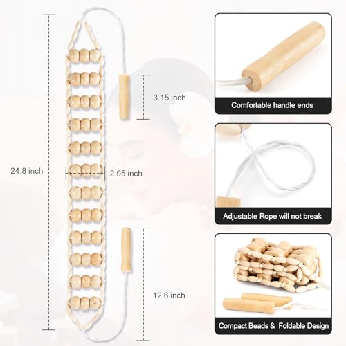 KintKita Wood Therapy Massage Tools,Back Wooden Massage Roller Rope Tool Maderoterapia Kit Professional Cellulite Massager for Body Shaping, Contouring,Back Neck Leg Muscle Relief - style: Back Massager