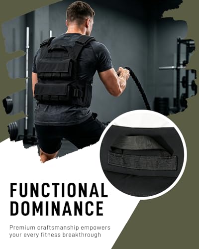 Blue Quartz 40 lb Weighted Vest for Men - Adjustable 0-40 lb with 16 Iron Weight, Heavy-Duty for Strength Training, Running and Walking - Weighted Vest with Removable Weights - color: Black
