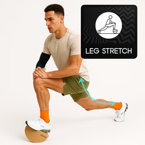 Calf and Foot Stretcher, Adjustable 0-90° Cork Rocker Board for Muscle Stretching, Physical Therapy and Plantar Fasciitis Relief