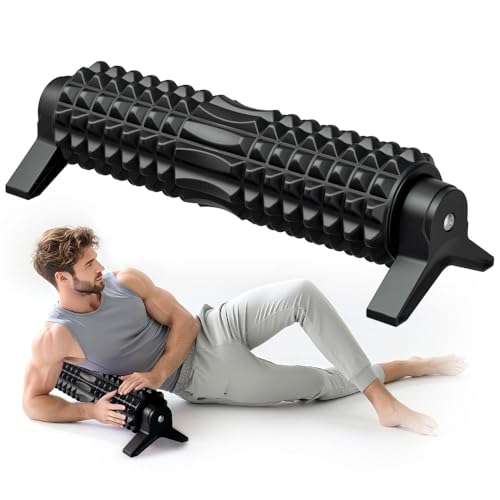 Foam Roller with Stand - Bracket Foam Roller for Back Pain, 21 inch Trigger Point Deep Tissue Massage Roller, Medium Density Grid Bracket Foam Rollers, Leg Roller for Muscles Deep Tissue - color: Pink