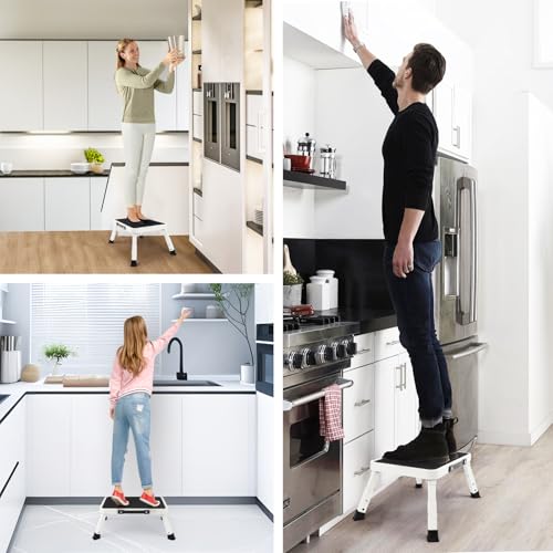 Valeo Folding Step Stool, Adjustable Step Stool with Non-Slip Platform, 330 Lbs Capacity, Step Ladder for Adults or Kids in Kitchen, Bathroom, RV, Camping, Office, White - color: White