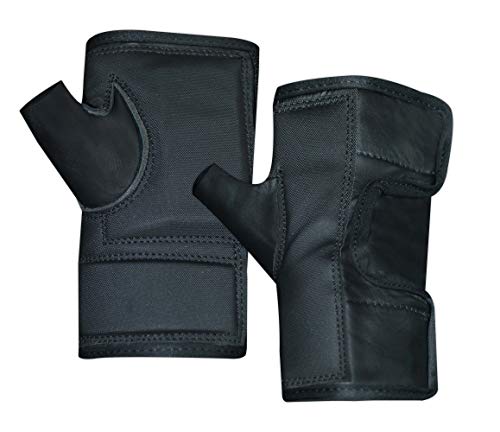 Prime Sports Wheelchair Gloves Leather Fingerless Protective Gear Mobility Quad-Push Gloves Full Open Easy Adjustable Palm Padded Gloves - size: Large