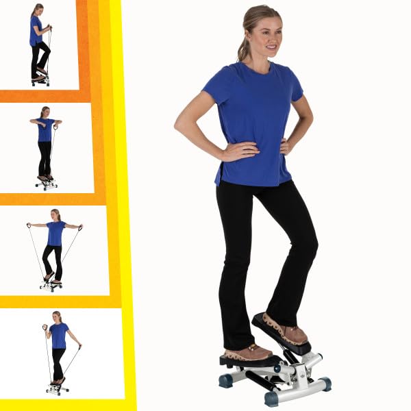 Portable Stair Stepper Exercise Machine with LCD Monitor and Resistance Bands – Compact Home Gym Stair Climber for Cardio, Strength, and Full-Body Workouts by Wakeman