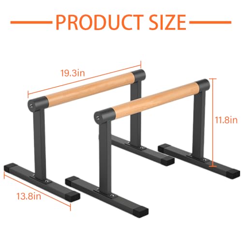 Wooden Parallel Bar and Dip Bar with Thick Beech Handles, Push-up Bar, Rock-Free Fitness Equipment for Handstand, L-Sit, Gymnastics, Strength Training Home Gym,500lbs