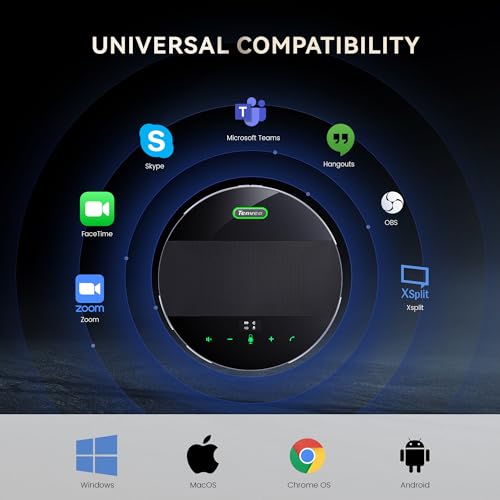 Tenveo MagiCall-EX Bluetooth Conference Speakerphone, Daisy Chain Expandable for up to 30 Attendees, 360° Voice Pickup, AI Noise Cancelling, USB/Bluetooth Wireless Speaker for Meetings & Large Rooms - color: Cosmic Black