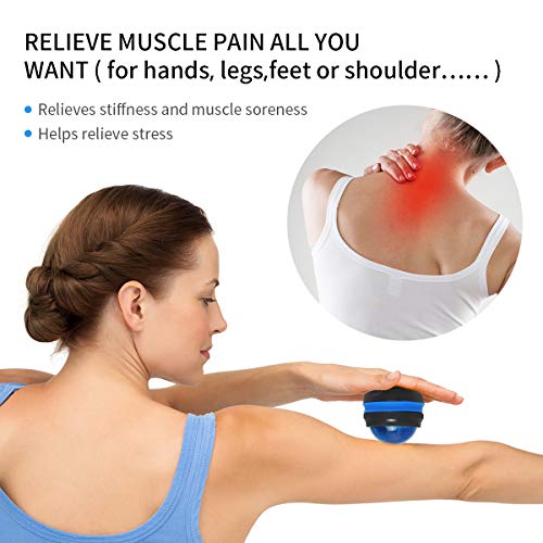 Massage Ball, Manual Roller Massager, 2-Pack Handheld Self Massage Therapy and Relax Full Body Tools for Sore Muscles, Shoulders, Neck, Arms, Legs, Back, Foot, Body (Blue+Purple)