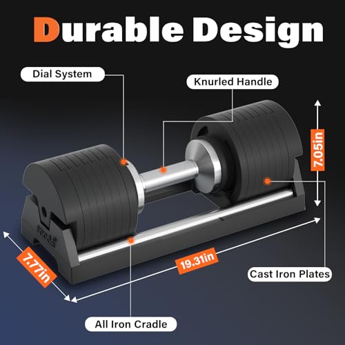 SNODE AD80 Drop Proof 80 lbs Adjustable Dumbbell Set -Adjustable Weights with Cast Iron Plates and Cradle, Knurled Handle, Fast Adjust, Compact Home Gym Equipment for Bench & Press - style: AD80 Pair