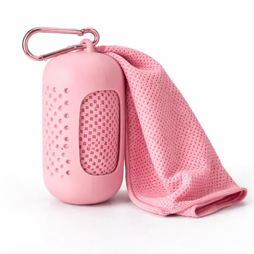 Cooling Towel with Clip Case – Quick-Dry Neck Wrap for Sports, Beach Tote Bags, Gym, Travel & Outdoor Heat - color: Black