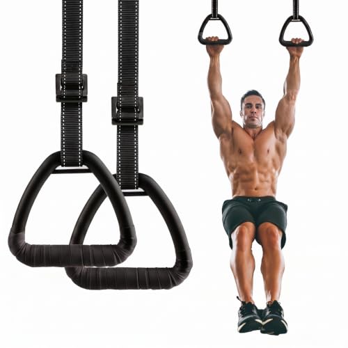 Gymnastic Rings, Gymnastic Rings Equipment, Pull-up Gymnastic Rings, Home Gymnastic Rings no-Punch bar Lanyard for Training Workouts - color: Black